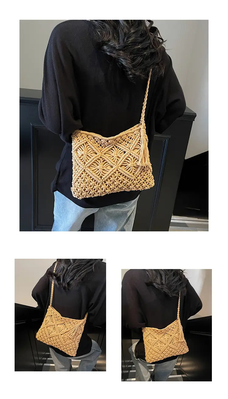Korean Style Cotton Rope Tassel Bag 2025 Summer — feature 9