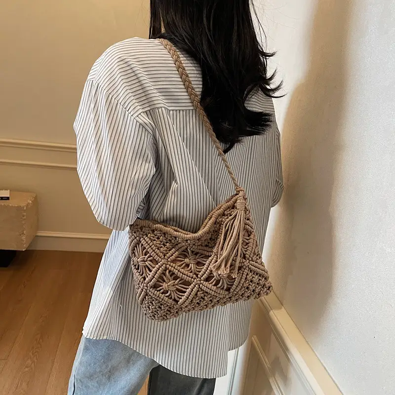 Korean Style Cotton Rope Tassel Bag 2025 Summer - Image 2