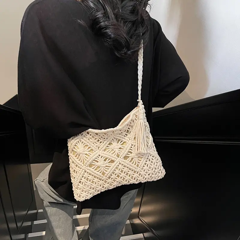 Korean Style Cotton Rope Tassel Bag 2025 Summer - Image 5