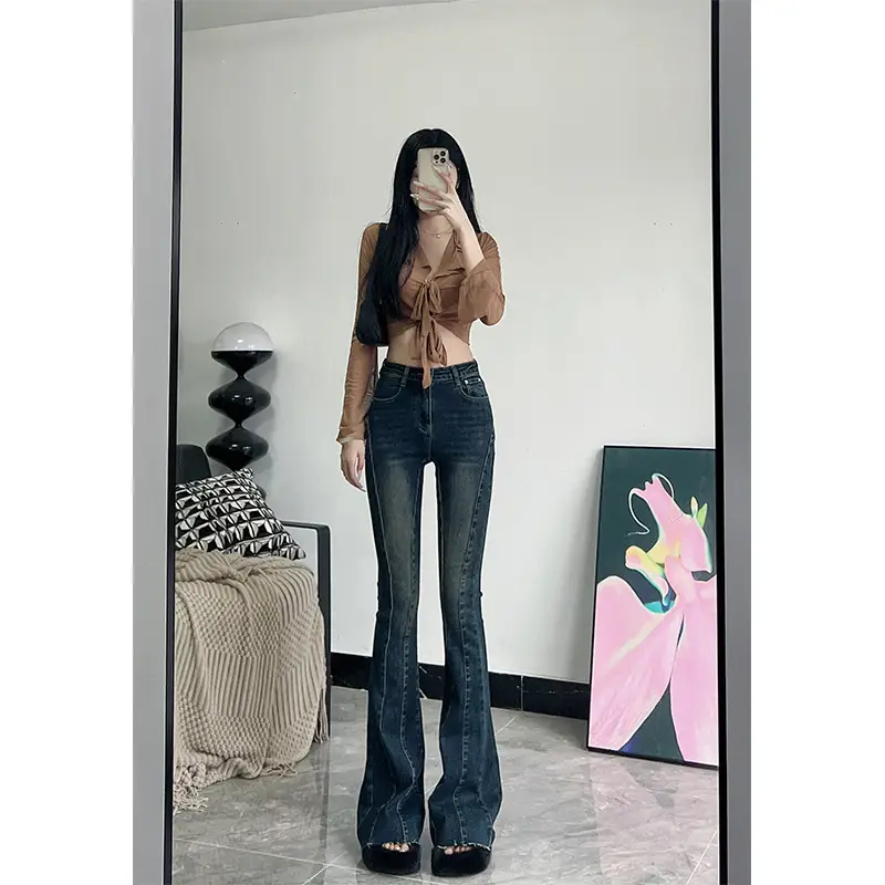 Dark Blue Flared Jeans for Tall Women 175cm