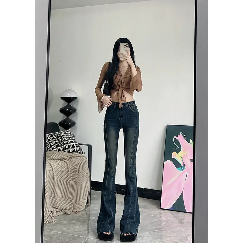 Dark Blue Flared Jeans for Tall Women 175cm