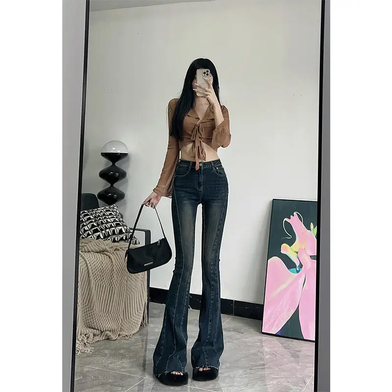 Dark Blue Flared Jeans for Tall Women 175cm