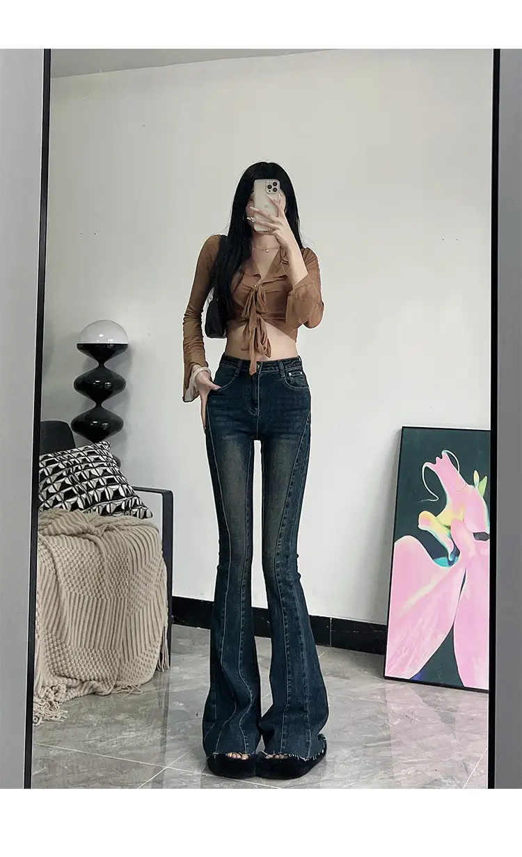 Dark Blue Flared Jeans for Tall Women 175cm — feature 7