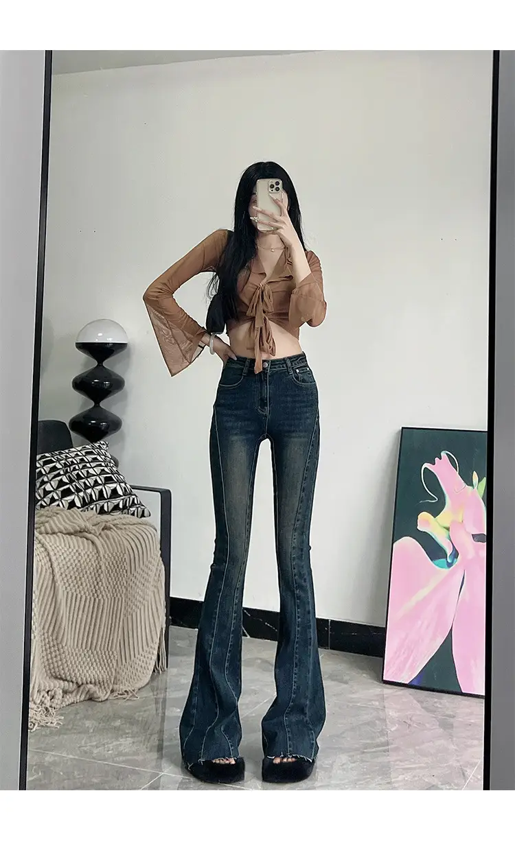 Dark Blue Flared Jeans for Tall Women 175cm — feature 9