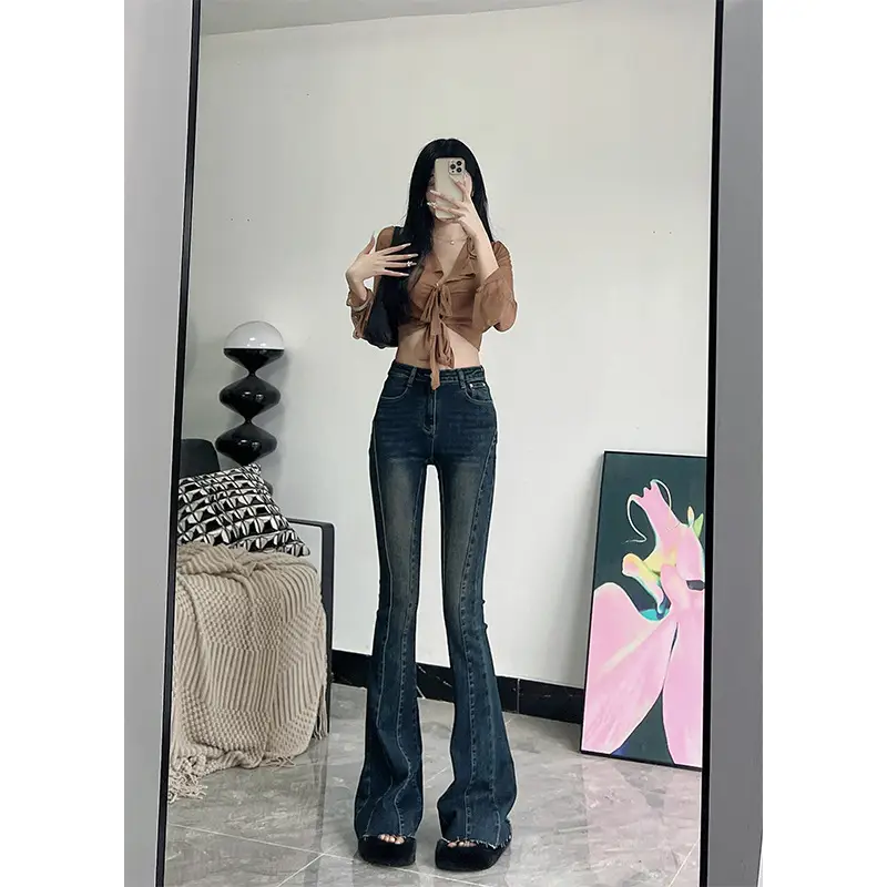 Dark Blue Flared Jeans for Tall Women 175cm
