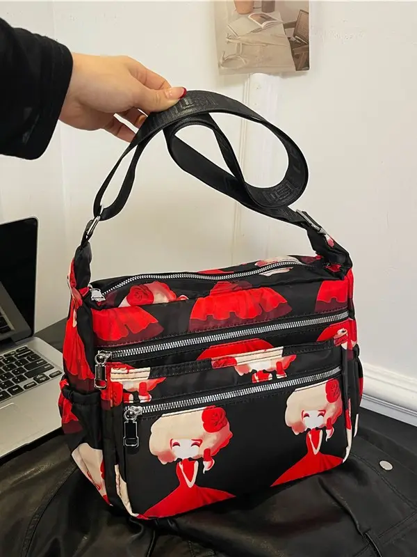 Women's Printed Oxford Shoulder Bag 2024 Large Capacity - Image 9