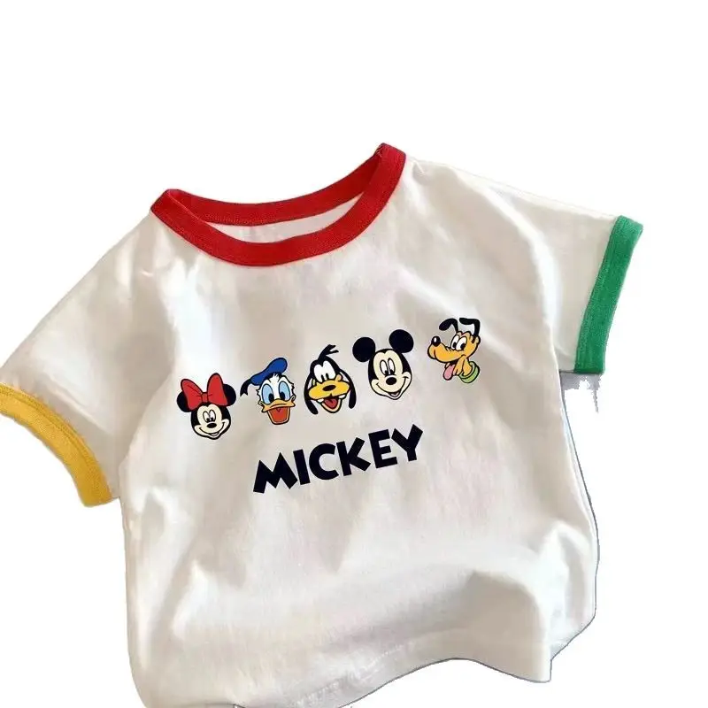 2025 New Baby Summer Cartoon T-Shirt White Cotton Half Sleeve