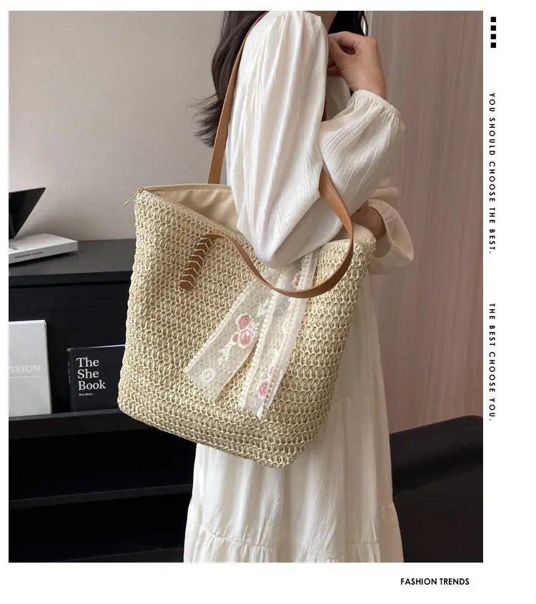 Summer Straw Woven Shoulder Bag Large Capacity Women — feature 2