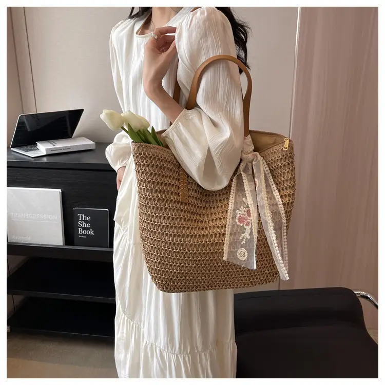 Summer Straw Woven Shoulder Bag Large Capacity Women — feature 35
