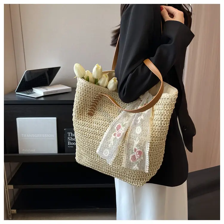 Summer Straw Woven Shoulder Bag Large Capacity Women — feature 37