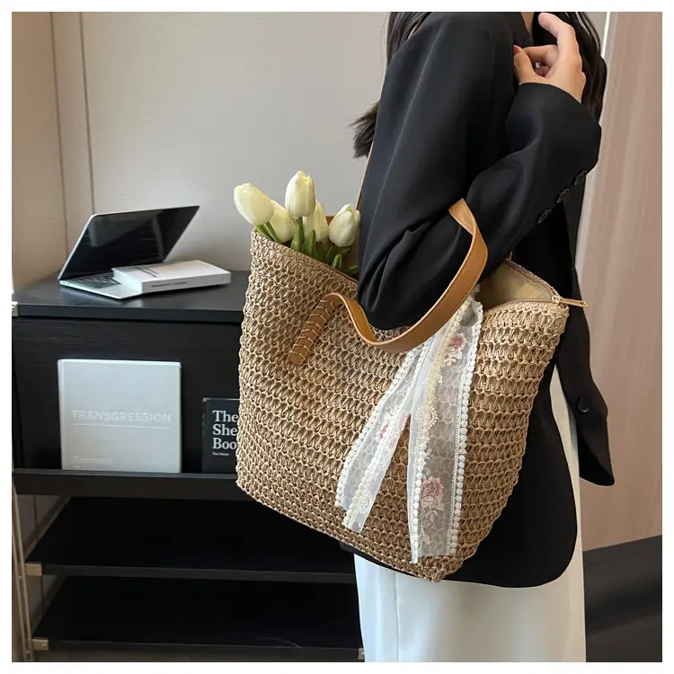 Summer Straw Woven Shoulder Bag Large Capacity Women — feature 40