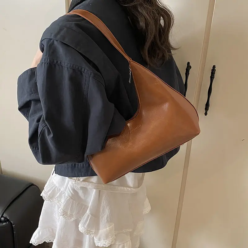 Women's Brown Leather Underarm Bag 2025 Spring - Image 7