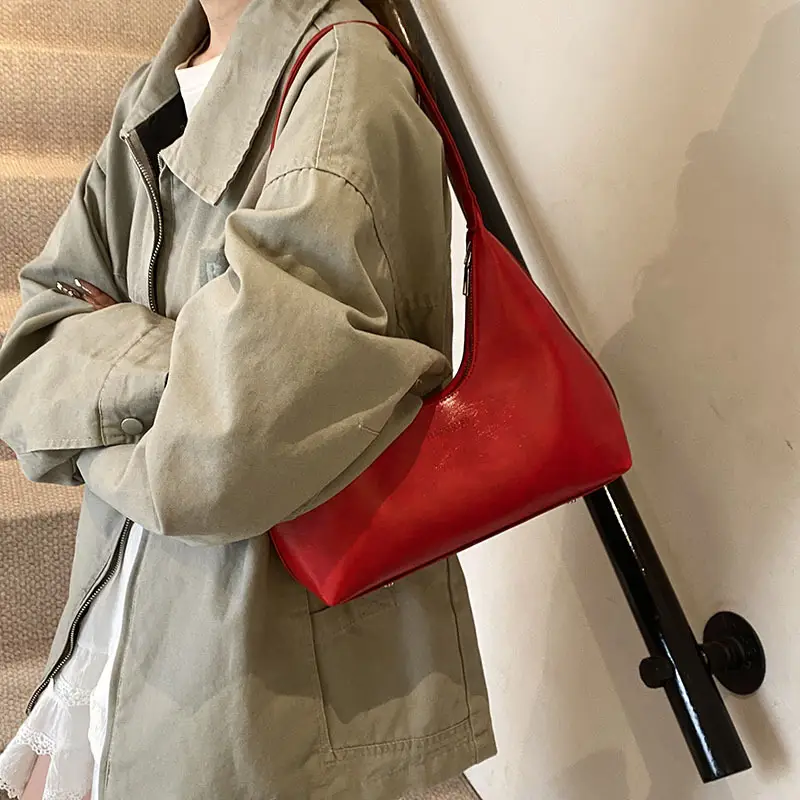Women's Brown Leather Underarm Bag 2025 Spring - Image 9
