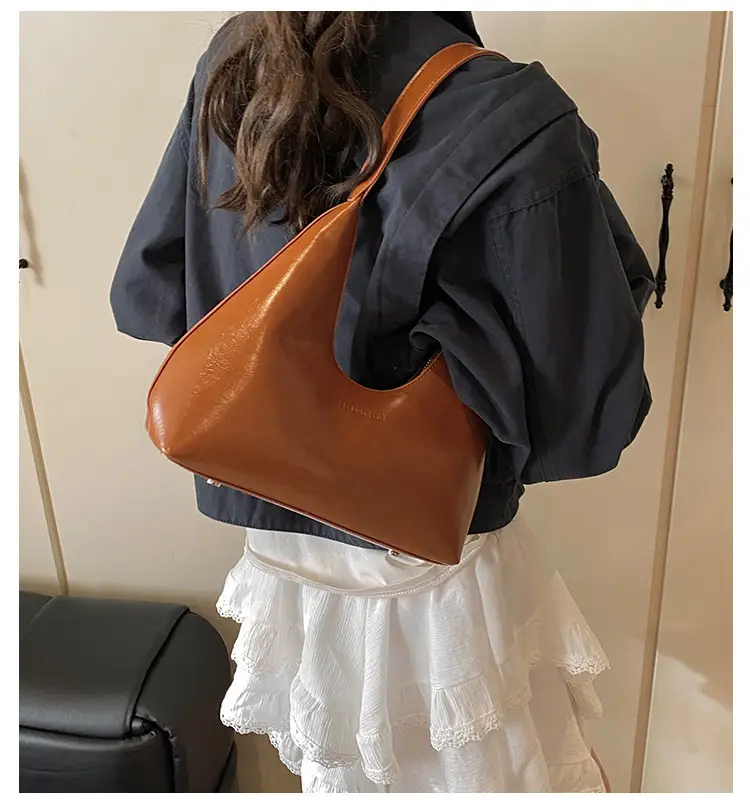 Women's Brown Leather Underarm Bag 2025 Spring — feature 1