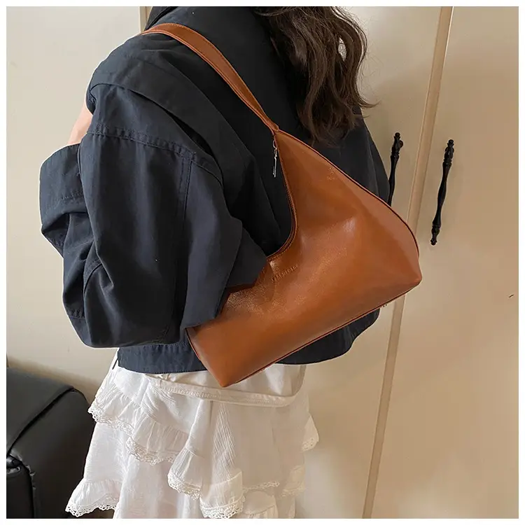 Women's Brown Leather Underarm Bag 2025 Spring — feature 14