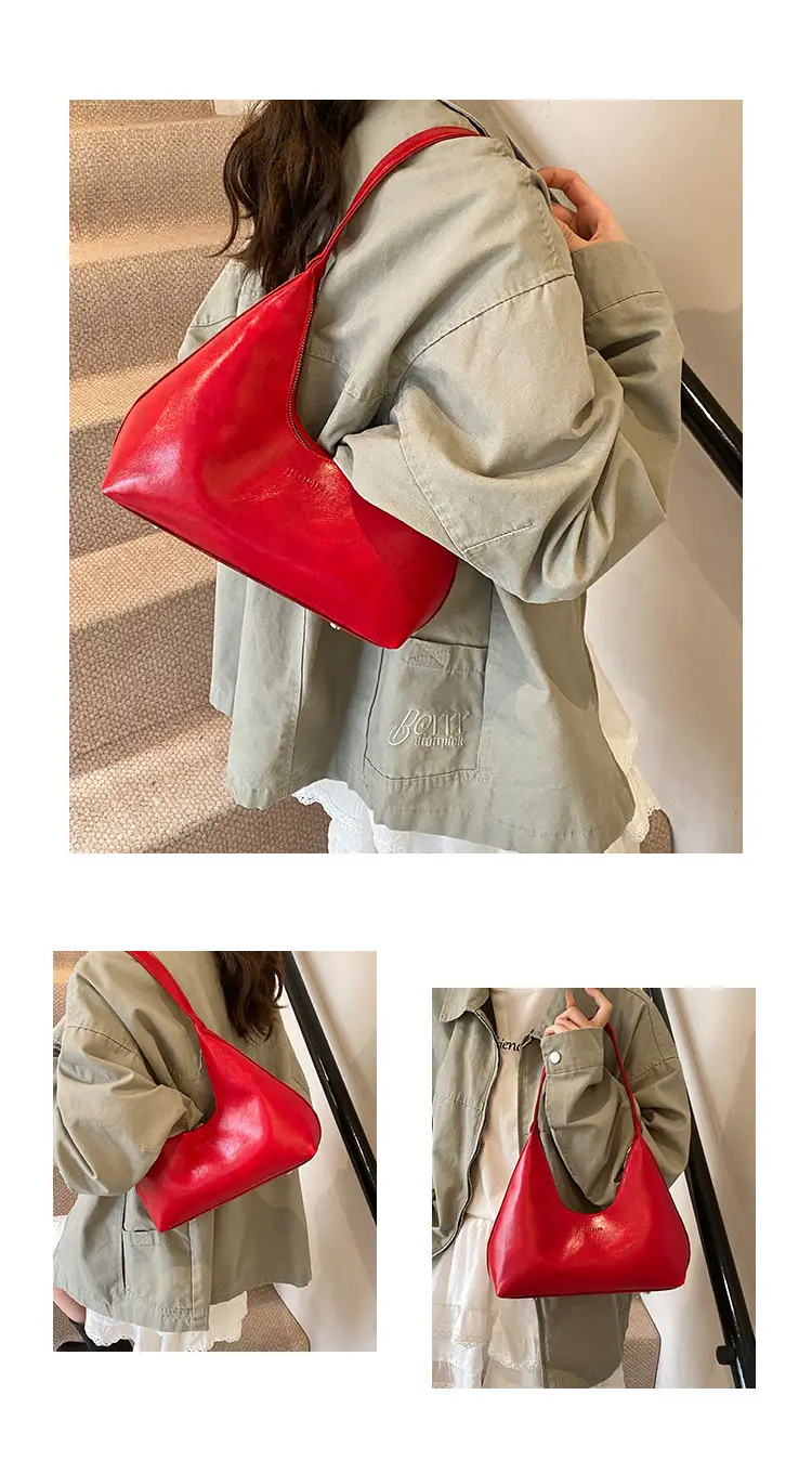 Women's Brown Leather Underarm Bag 2025 Spring — feature 5