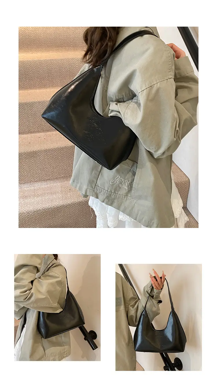 Women's Brown Leather Underarm Bag 2025 Spring — feature 6