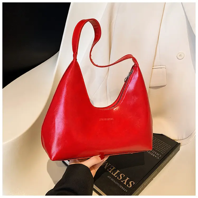 Women's Brown Leather Underarm Bag 2025 Spring - Image 2