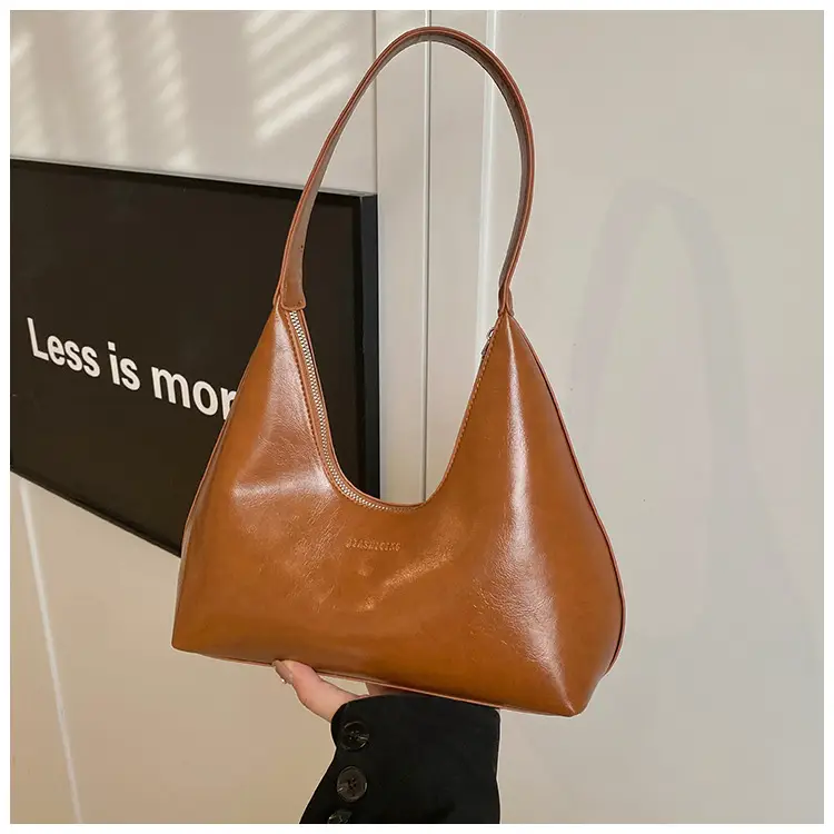 Women's Brown Leather Underarm Bag 2025 Spring - Image 5