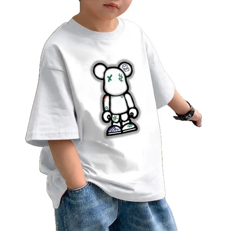 Cotton Bear Print Boys T-Shirt Red Blue 2025 - Image 15