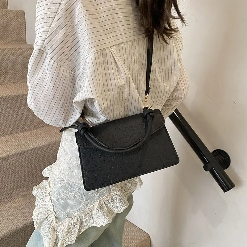 Retro Embossed PU Women's Shoulder Bag Brown