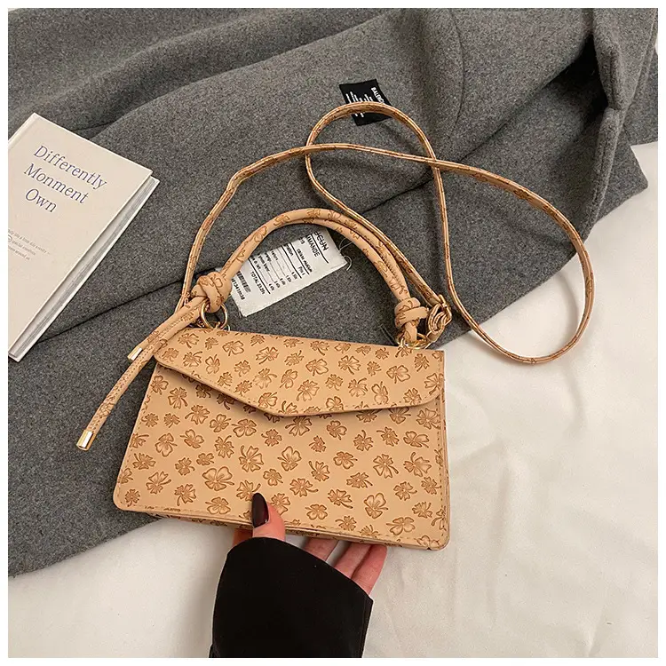 Retro Embossed PU Women's Shoulder Bag Brown
