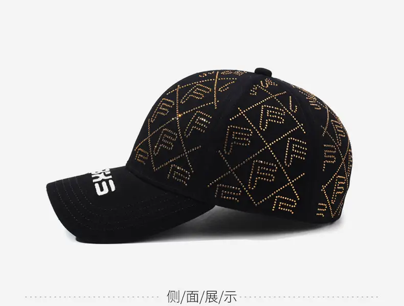 Women's Red Rhinestone Cap Sunshade Cap — feature 11