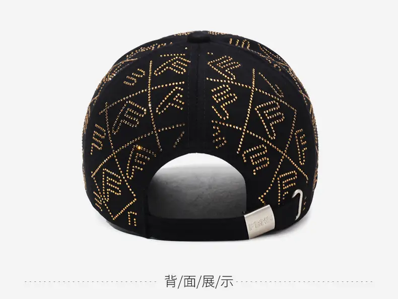 Women's Red Rhinestone Cap Sunshade Cap — feature 12
