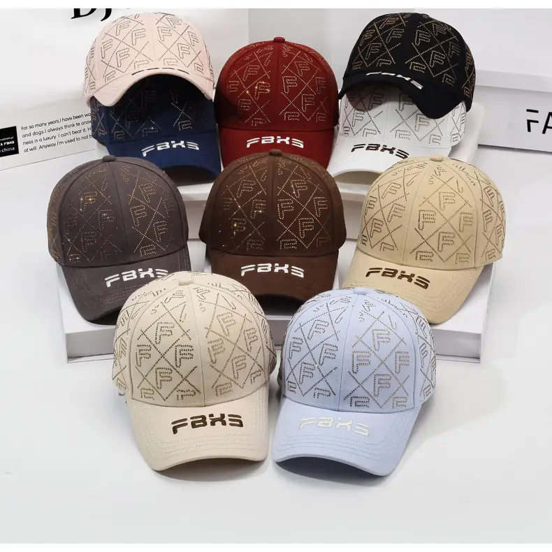 Women's Red Rhinestone Cap Sunshade Cap — feature 8
