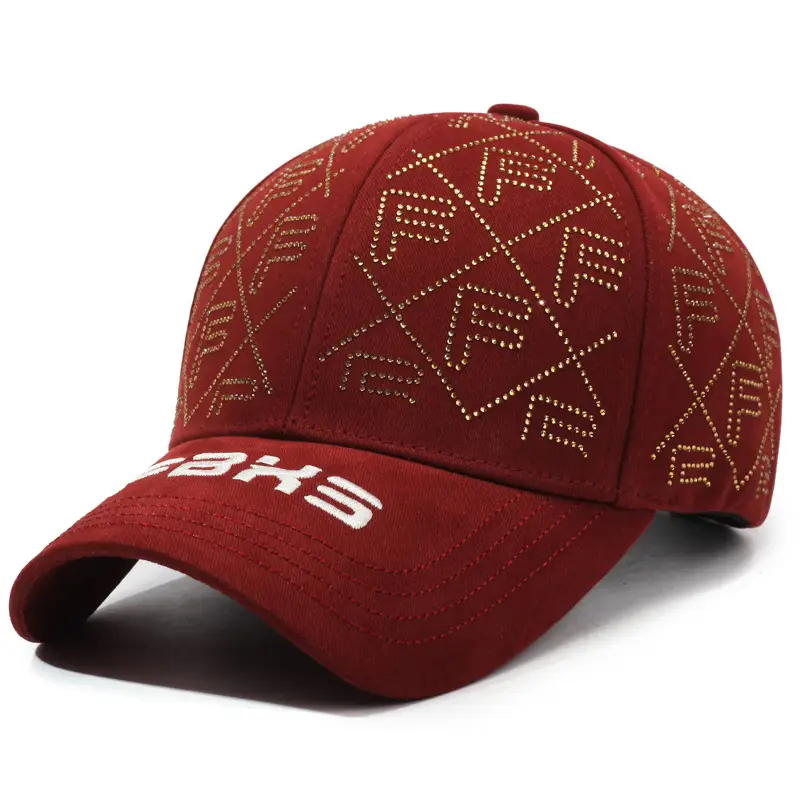 Women's Red Rhinestone Cap Sunshade Cap - Image 5