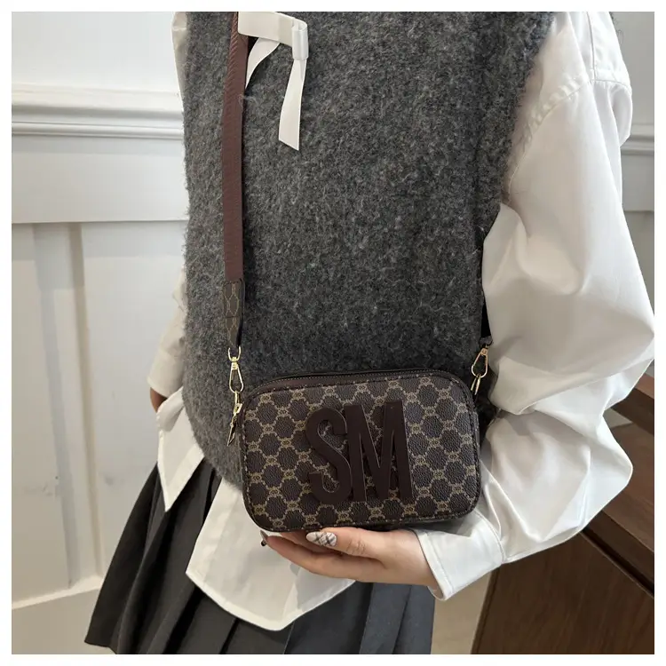 Women's Retro Crossbody Bag with Letter Print — feature 17
