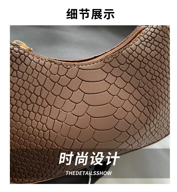 Black Croc Textured Shoulder Bag for Women 2024 — feature 2