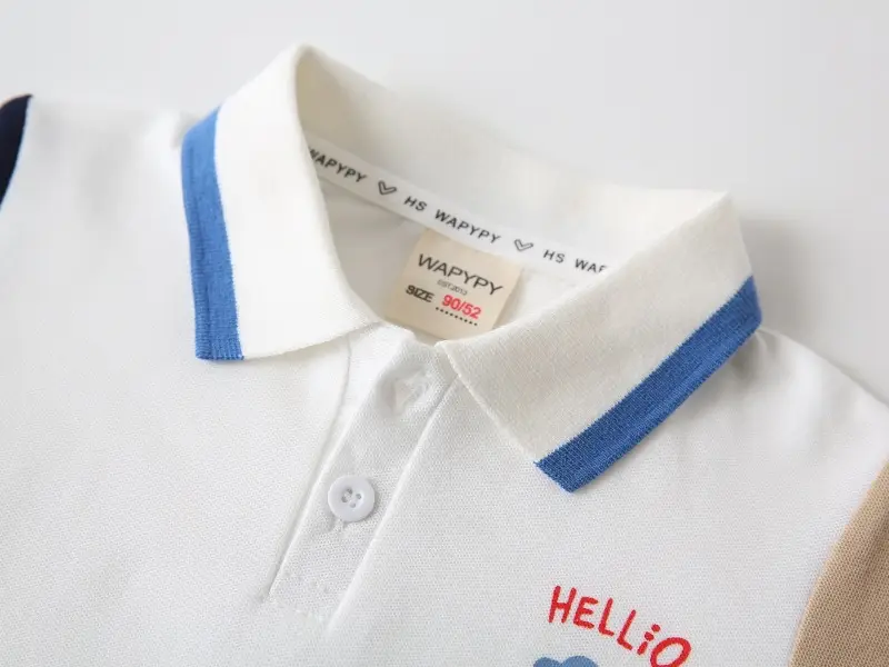 2025 Boys Korean Style Polo Shirt White Blue Black Sleeve — feature 6