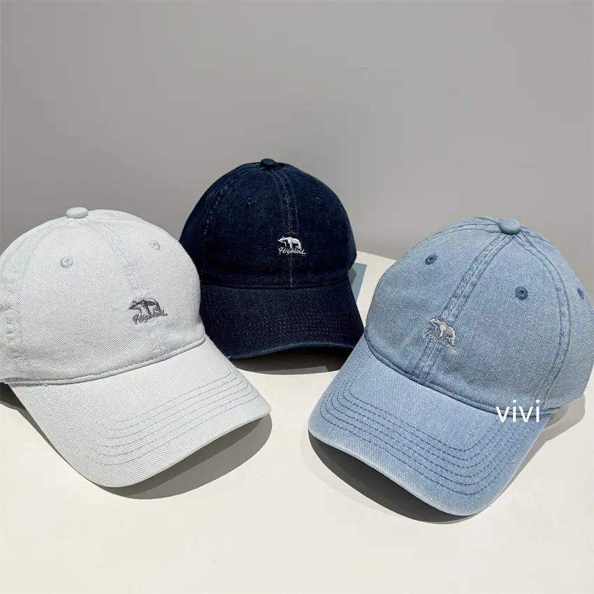 Women Wash Denim Baseball Cap Blue Duckbill - Image 4