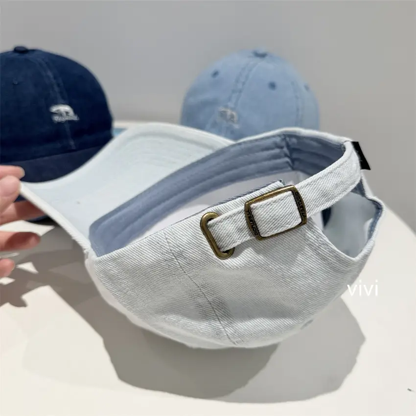 Women Wash Denim Baseball Cap Blue Duckbill - Image 5