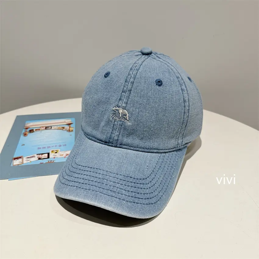 Women Wash Denim Baseball Cap Blue Duckbill - Image 2