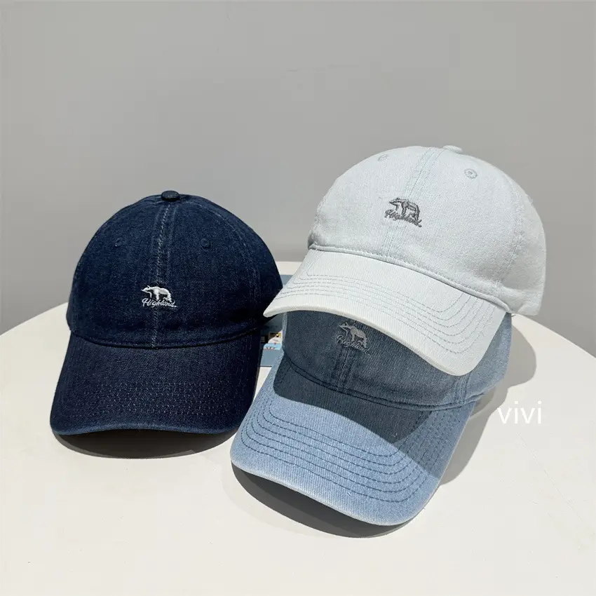 Women Wash Denim Baseball Cap Blue Duckbill — feature 8