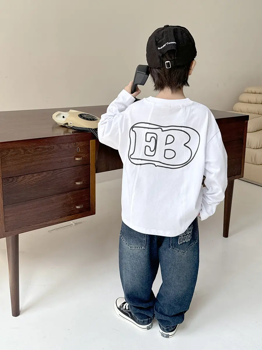 Boys Cotton T-Shirt White Letter Print 3Pcs - Image 5