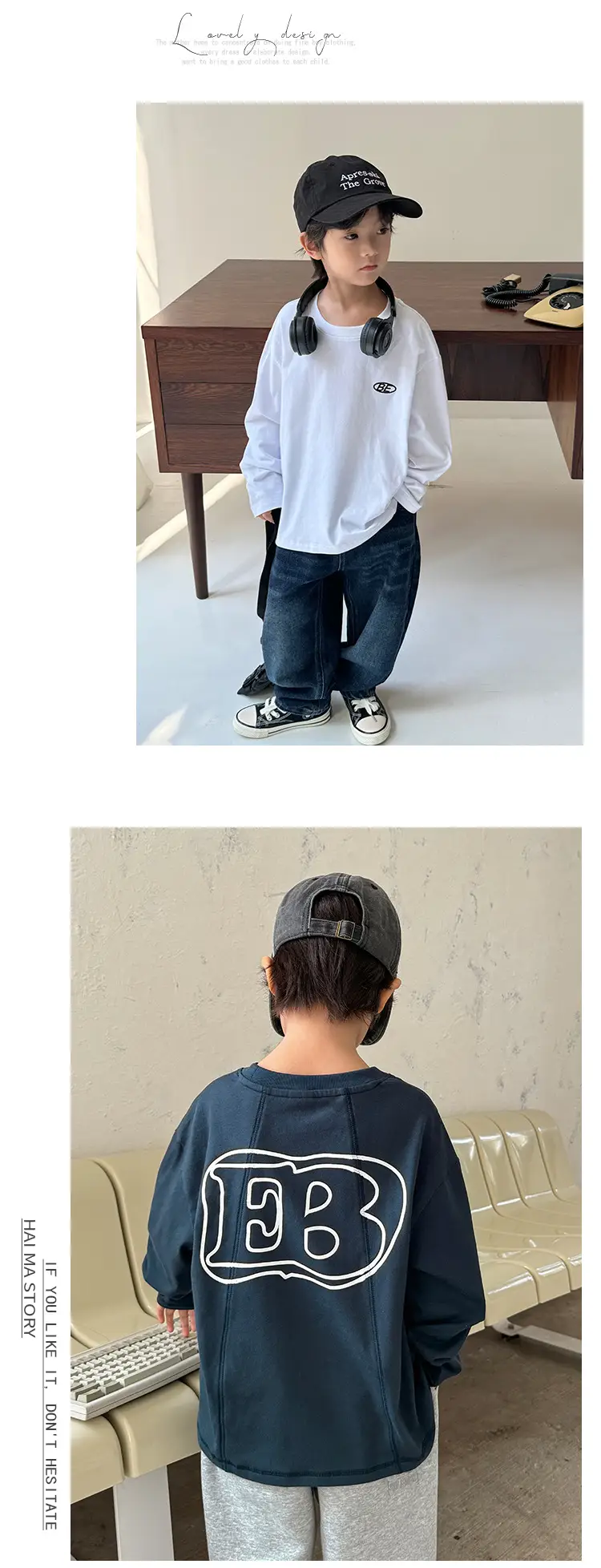 Boys Cotton T-Shirt White Letter Print 3Pcs — feature 5