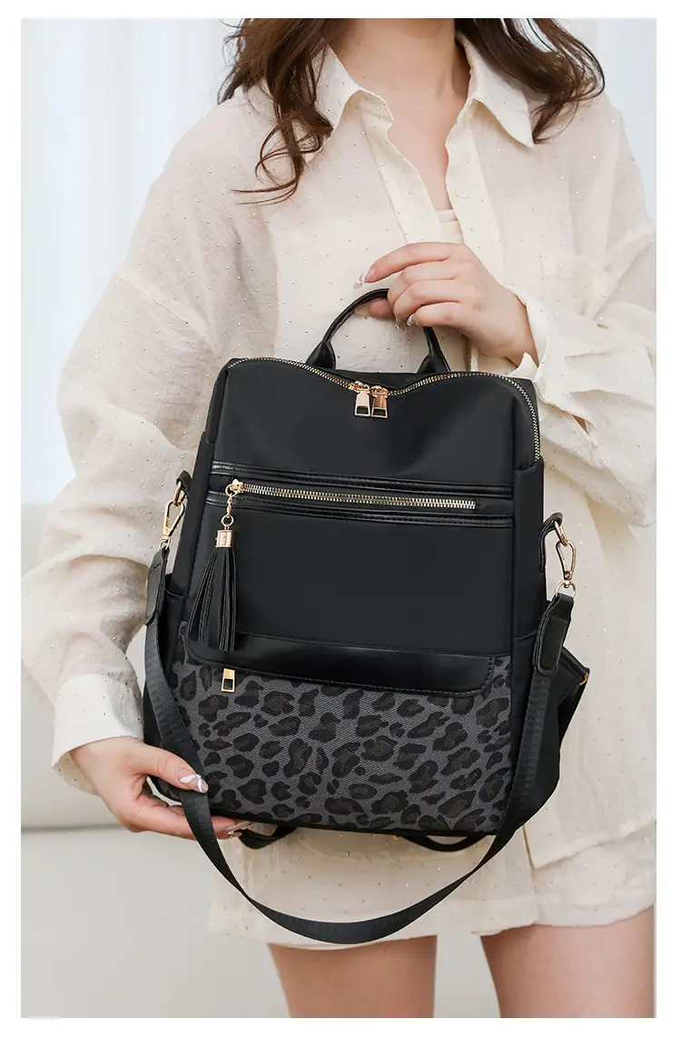 Women Leopard Print Anti-Theft Backpack Large Capacity — feature 23
