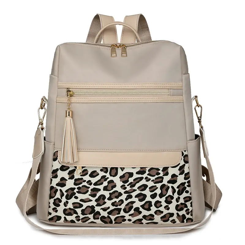 Women Leopard Print Anti-Theft Backpack Large Capacity - Image 3