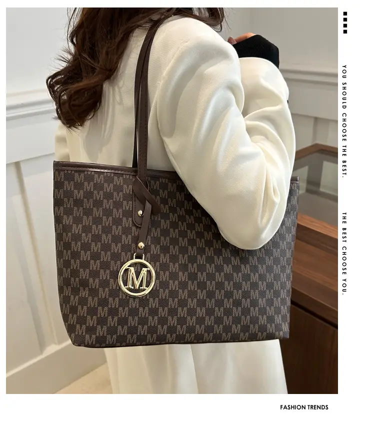 Women's White Checkered Shoulder Bag with MM Logo — feature 1