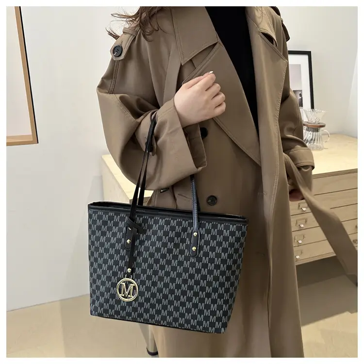 Women's White Checkered Shoulder Bag with MM Logo — feature 13