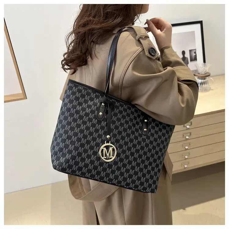 Women's White Checkered Shoulder Bag with MM Logo — feature 14