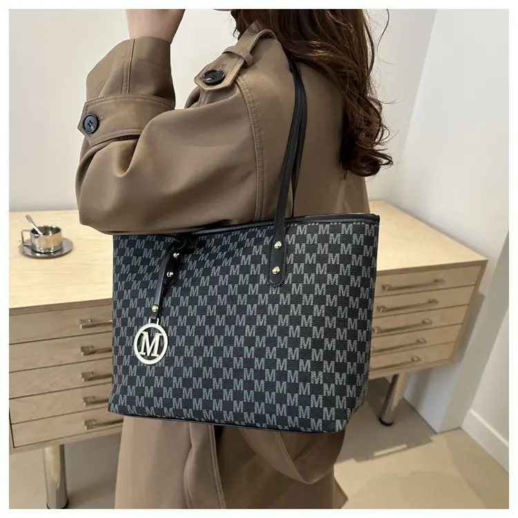 Women's White Checkered Shoulder Bag with MM Logo — feature 15