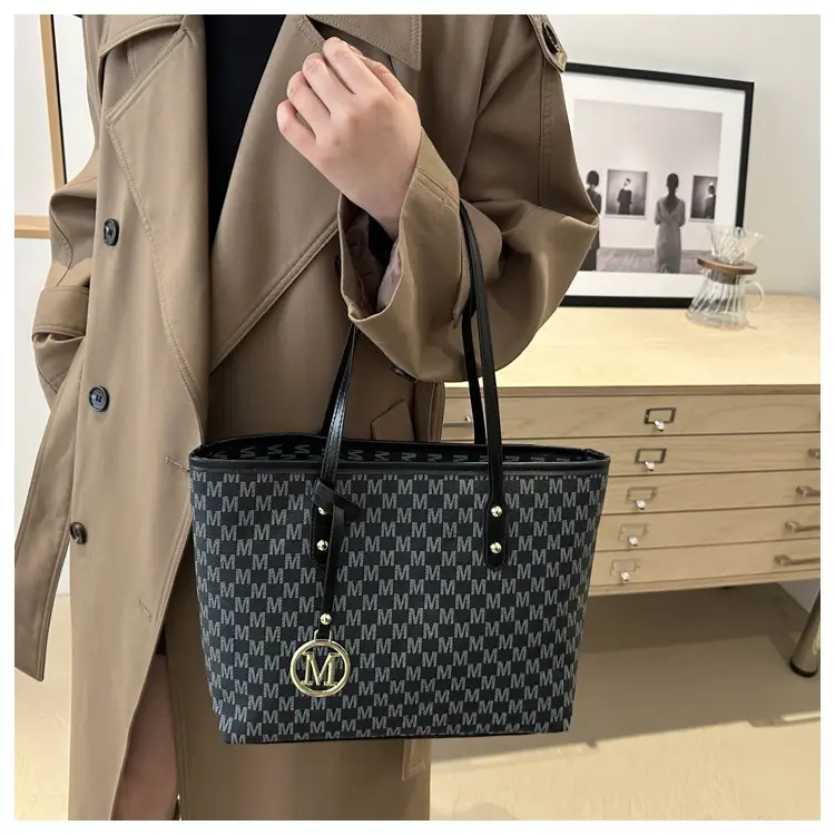 Women's White Checkered Shoulder Bag with MM Logo — feature 16