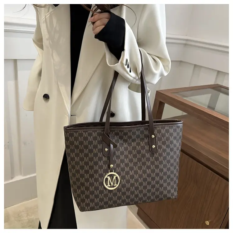 Women's White Checkered Shoulder Bag with MM Logo — feature 17