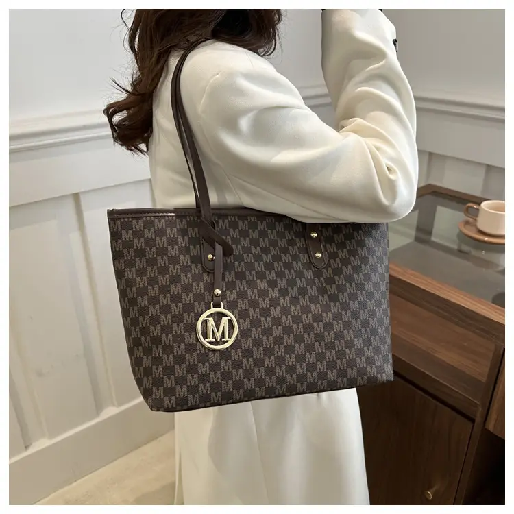 Women's White Checkered Shoulder Bag with MM Logo — feature 18