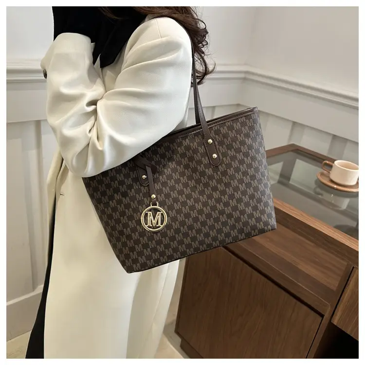 Women's White Checkered Shoulder Bag with MM Logo — feature 19
