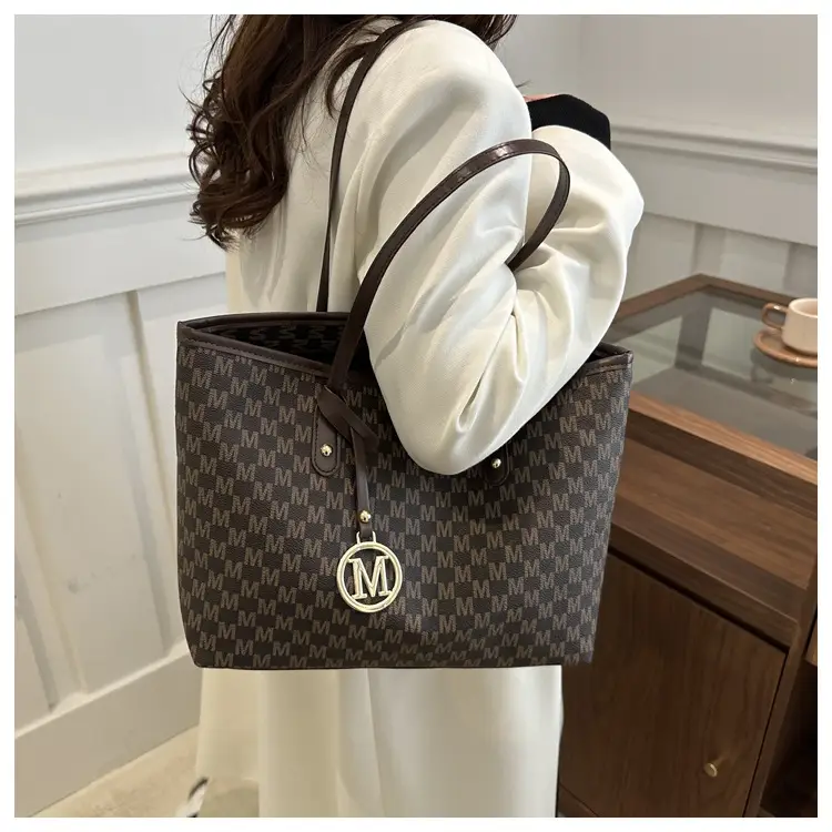Women's White Checkered Shoulder Bag with MM Logo — feature 20